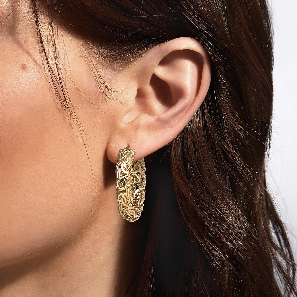 Ross-Simons 18K Gold Over Sterling Byzantine Hoop Earrings | 1.25 Inch