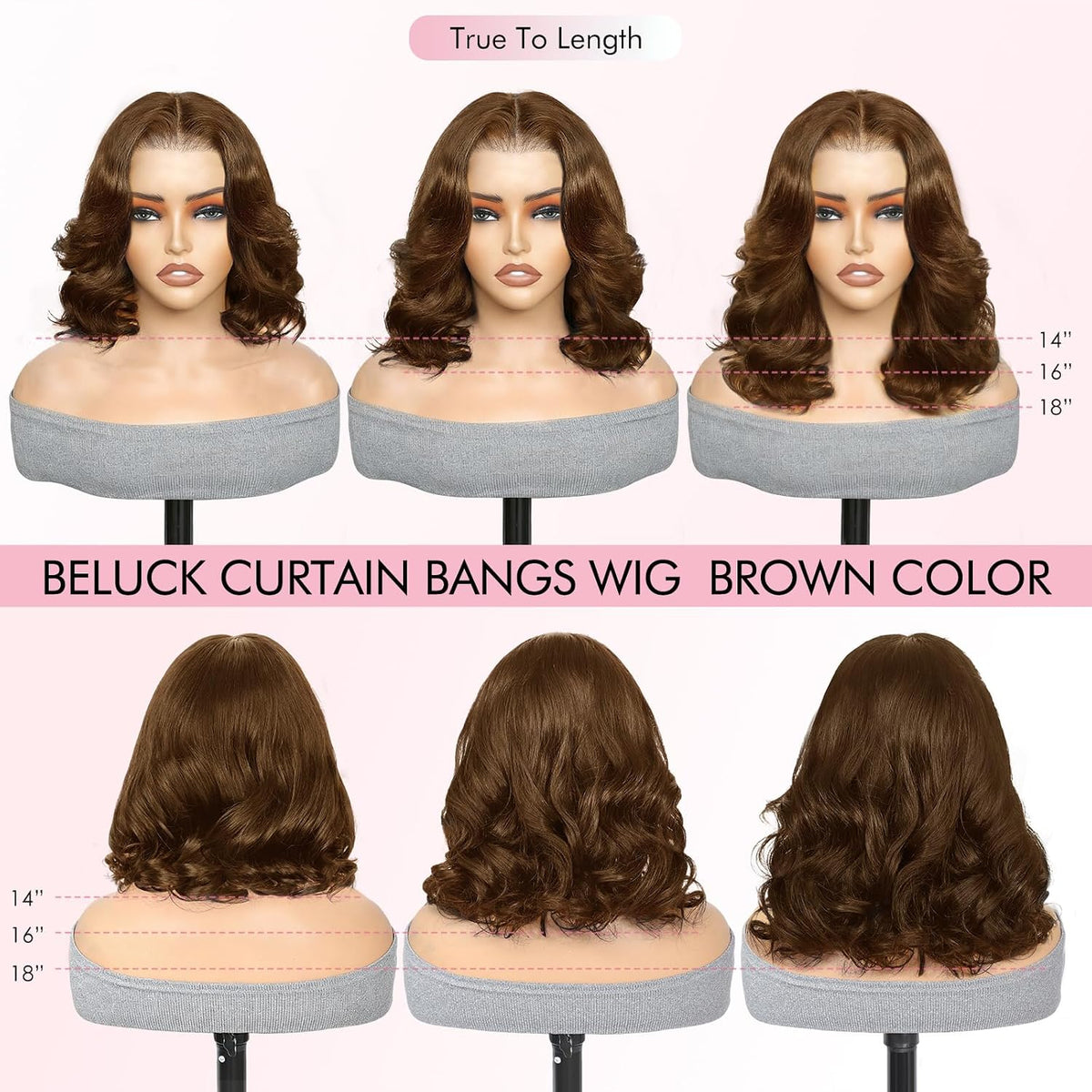 Beluck 14" Face-Framing Brown Bob Wig | 6x6 HD Lace, 250% Density