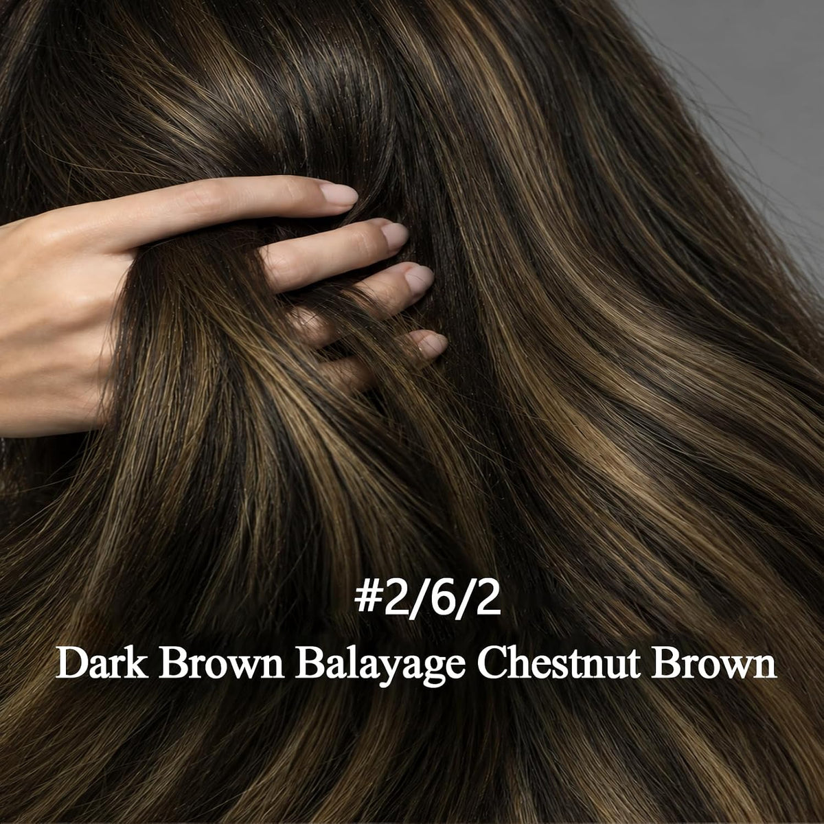 Ve Sunny Seamless Clip-In Hair Extensions | Remy Human Hair, #2/2/6 Brown Balayage, 20 Inch 100g 4-Piece Set