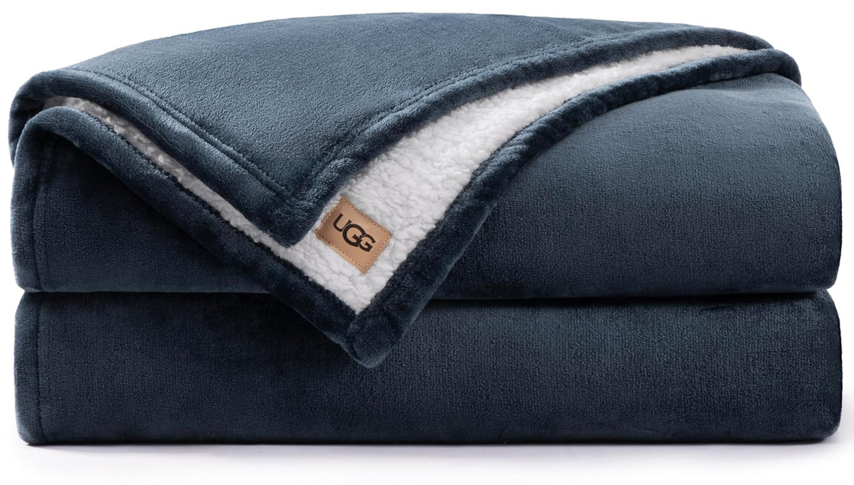 UGG Nita Reversible Plush Blanket - Full/Queen Blue
