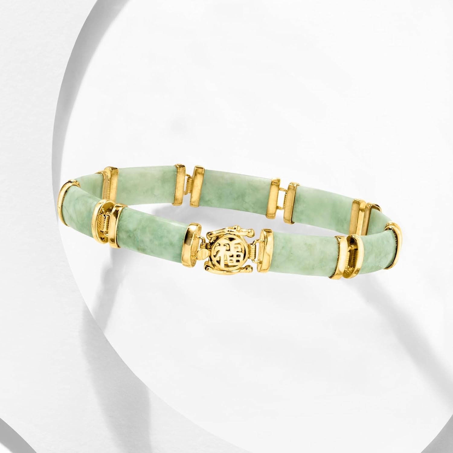 Jade Good Fortune Bracelet in 18Kt Gold over Sterling