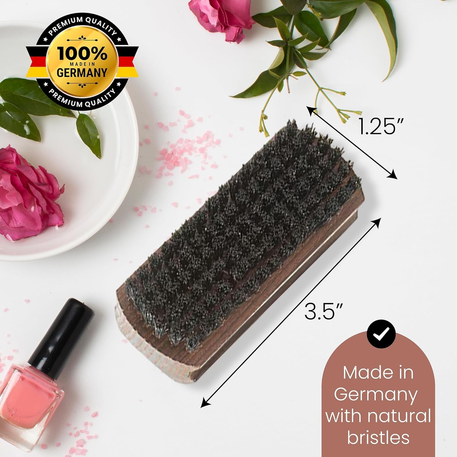 Since 1869 Hand Made in Germany Thermo Beech Wood Black Bristle Nail and Hand Brush