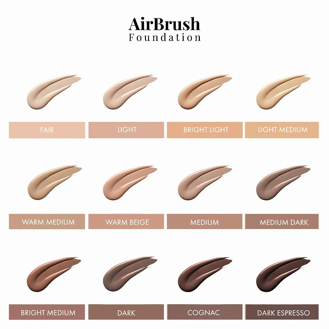 Magicminerals Airbrush Foundation Set by - Complete 5Pc Spray Makeup Set with Foundation, Primer, and Setting/Finishing Spray - for Smooth, Radiant Skin (Light)