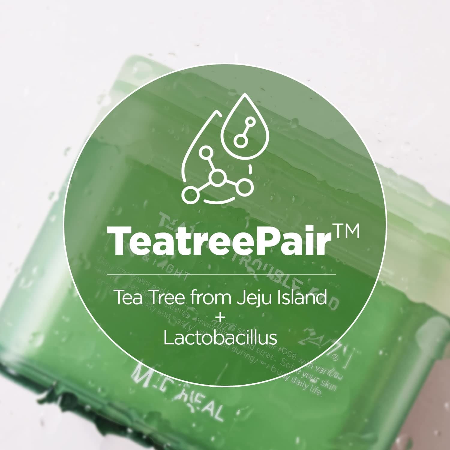 Teatree Trouble Facial Toner Pads with Tea Tree & Lactobacillus - Soothing Cotton Pads for Sensitive & Acne Prone Skin - Vegan Face Gauze, 100 Pads