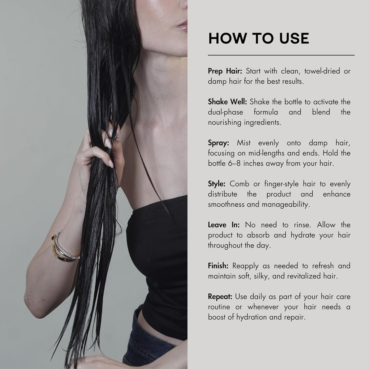 Hydrating Leave-In Conditioner Spray with White Truffle Extract - Reconstructive Biphasic Detangling Treatment for Damaged, Dry, and Brittle Hair - Tames Frizz & Controls Static 6.7Floz