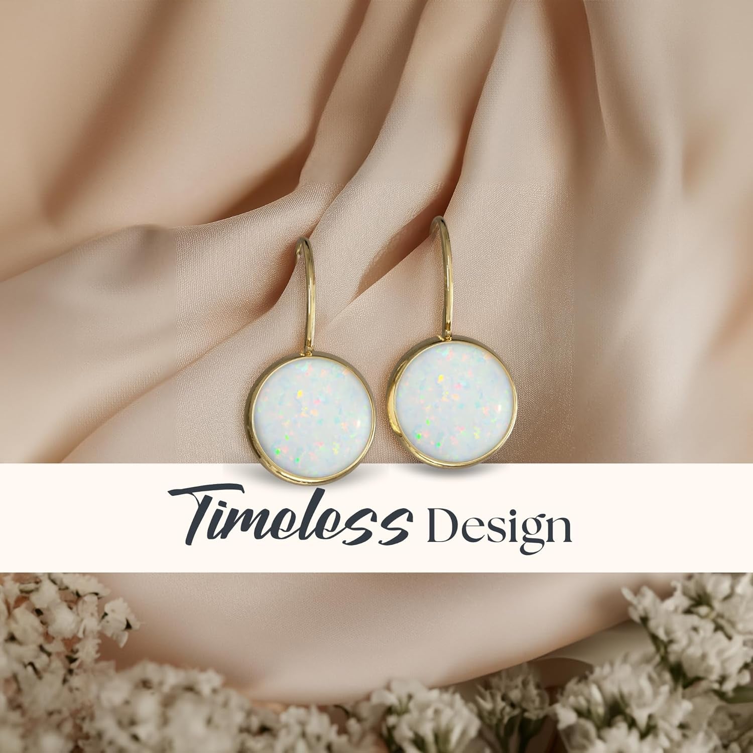 14K Solid Yellow Gold Gemstone Earrings - Birthstone Earrings - 8Mm Dangle Earrings, Dainty Gemstones Earrings, Bridal Handmade Wedding Jewelry Gift for Brides, Graduation Gift