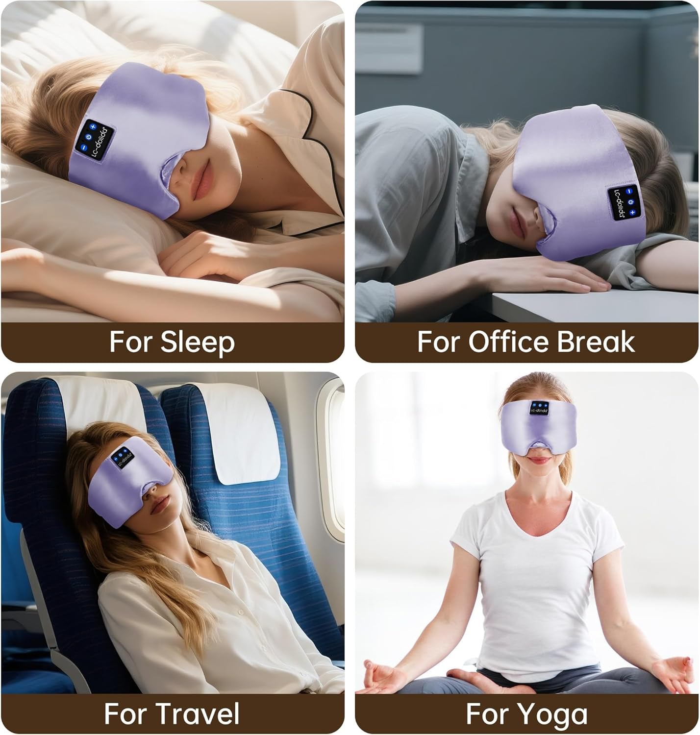 Luxurious Silk Soft Sleep Mask, Sleep Headphones with Bluetooth 5.4 for Side Sleeper, Total Blackout Eye Sleeping Mask for Women and Men, Ideal Gift for Restful Sleep, Travel(Light Purple)