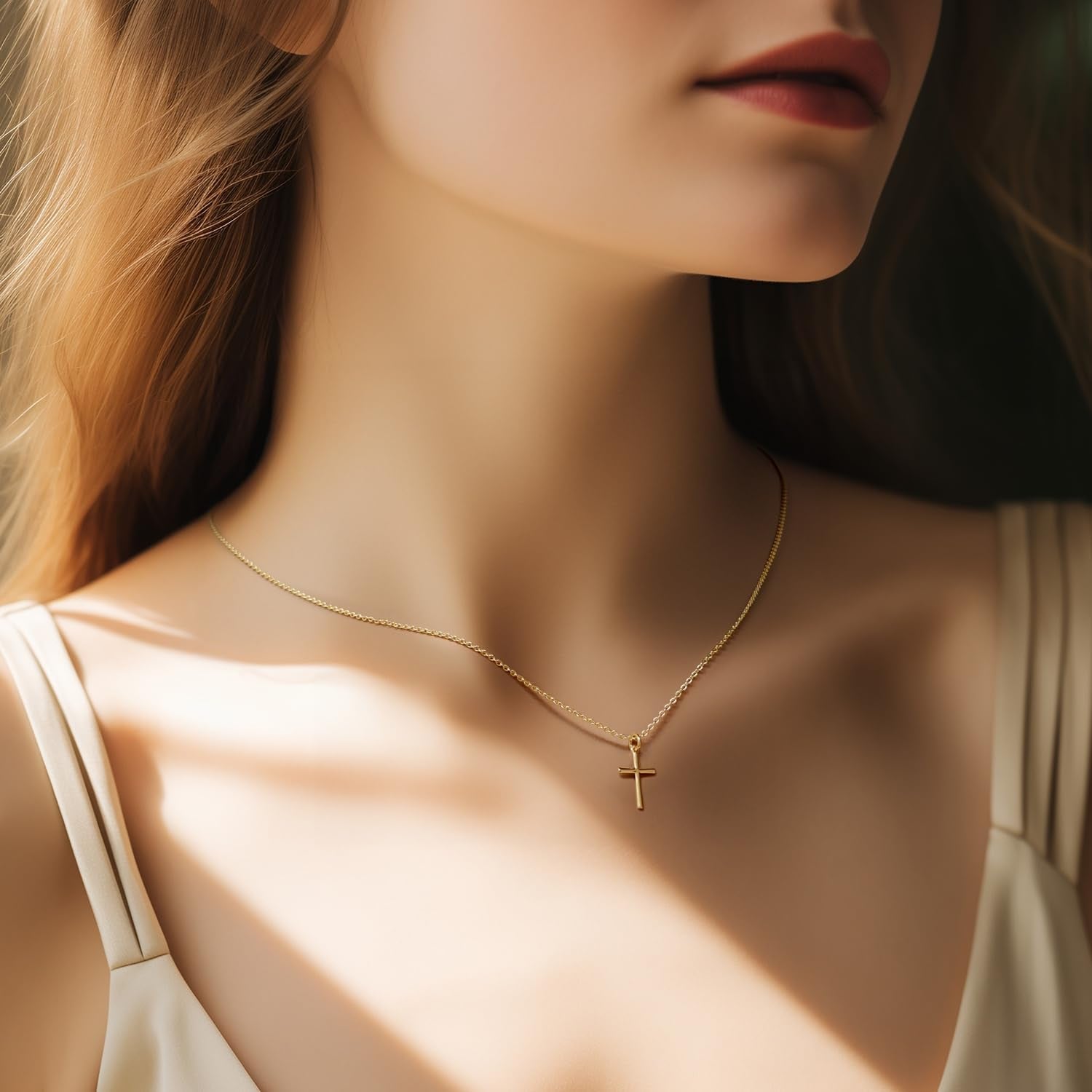 14K Gold Cross Necklaces for Women Gold Cross Chain Minimalist Cross Pendant Small Cross Necklace for Women Cross Jewelry