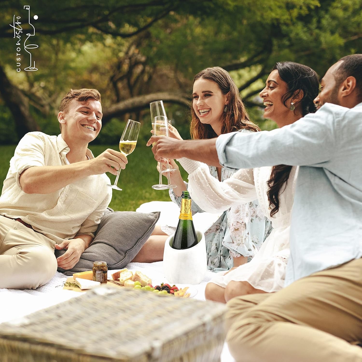 White Marble Wine Chiller for 750 ml Bottles with Anti Slip Base and Gift Box