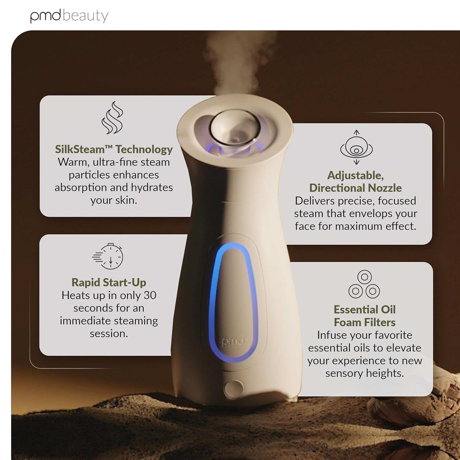 PMD Silksteam Pro - Spa-Grade Facial Steamer with Silksteam Technology + Essential Oil Filters