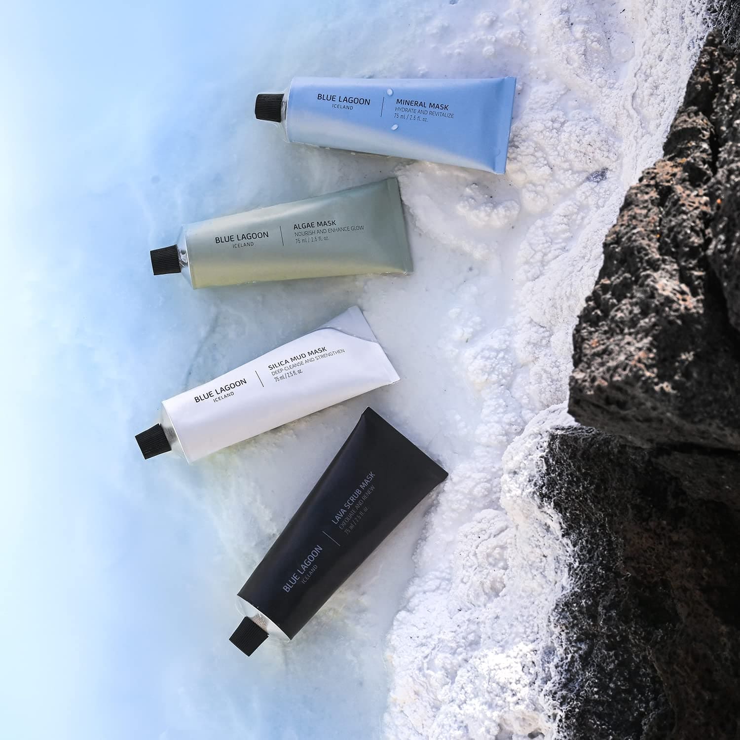 Blue Lagoon Signature Masks, Includes Facial Mask Targeting Hydration, Calmness, Exfoliation & Nourishment, Leaving Skin Glowing and Radiant, Full Size Set, 4Pcs