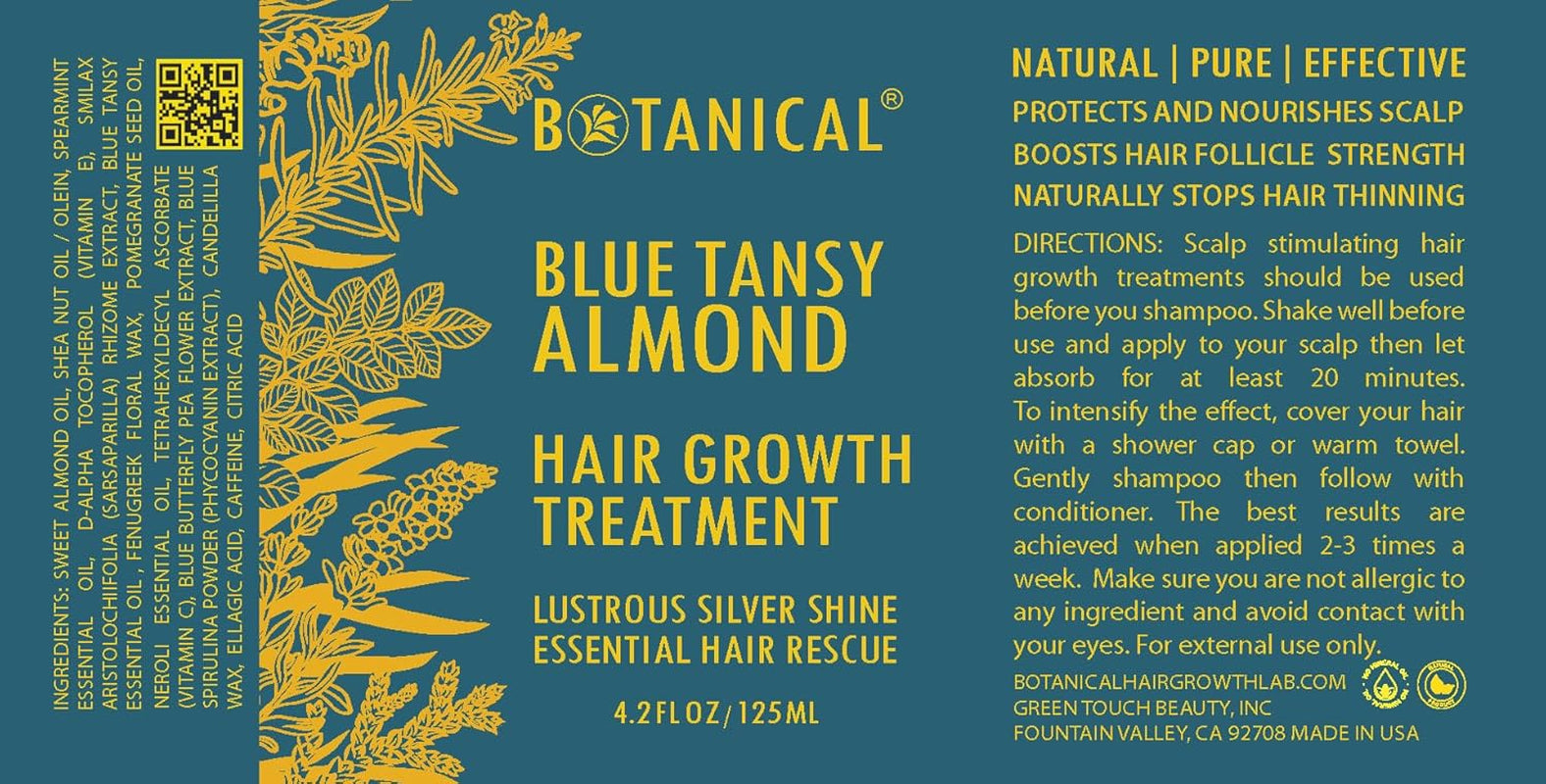 Botanical Hair Growth Treatment Revitalizing Hair Oil for Hair Thinning Prevention Pre-Shampoo Scalp Stimulating Head Spa Detox Natural Anti-Hair Loss Products with Biotin for Grey Blonde Hair Types