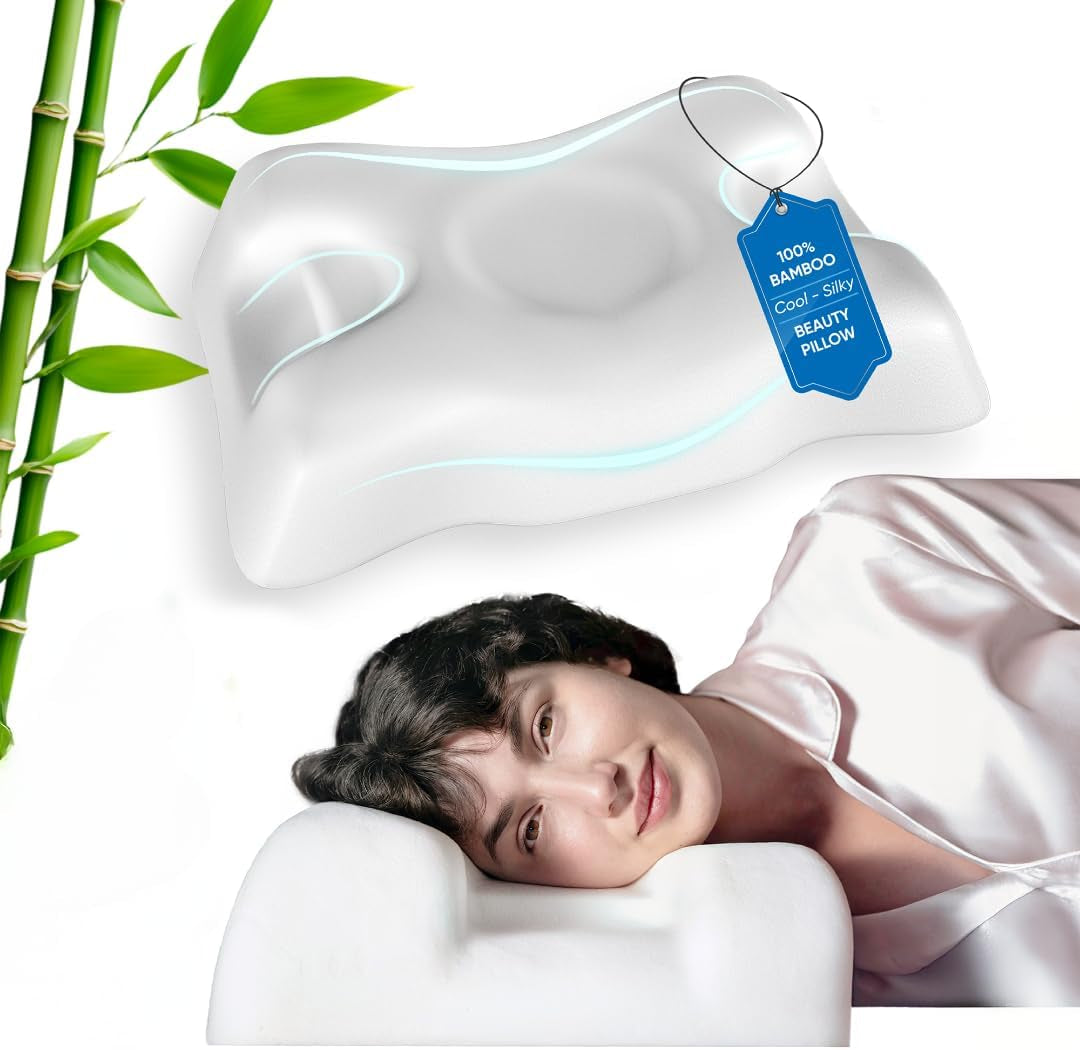 Flawless Face Beauty Pillow Anti Aging Memory Foam Cervical Pillow with Bamboo Pillowcase