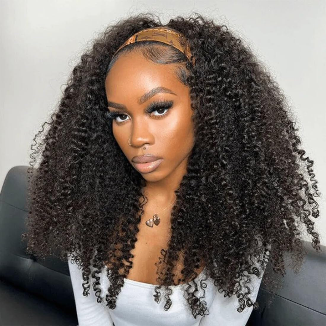 Half Wig Human Hair Glueless Wigs Upgrade 3 in 1 Half Wig with Drawstring Seamless Clip Ins Flip over Kinky Curly Human Hair No Glue No Lace for Women 180% Density 18 Inch