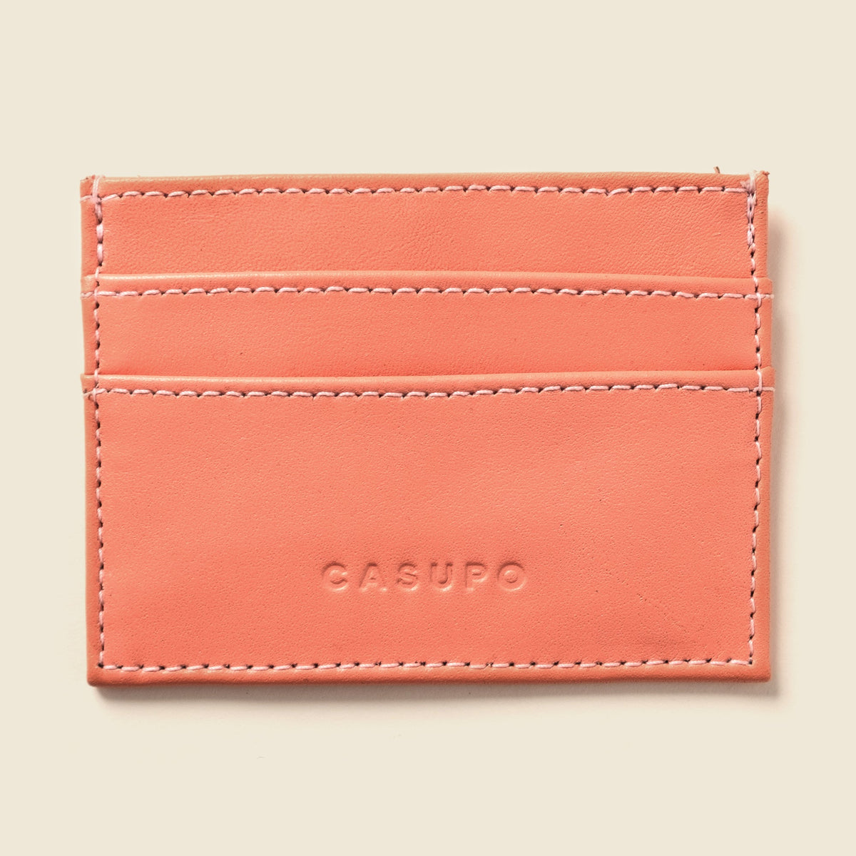 CASUPO slim card holder wallet in pink leather, alternate view