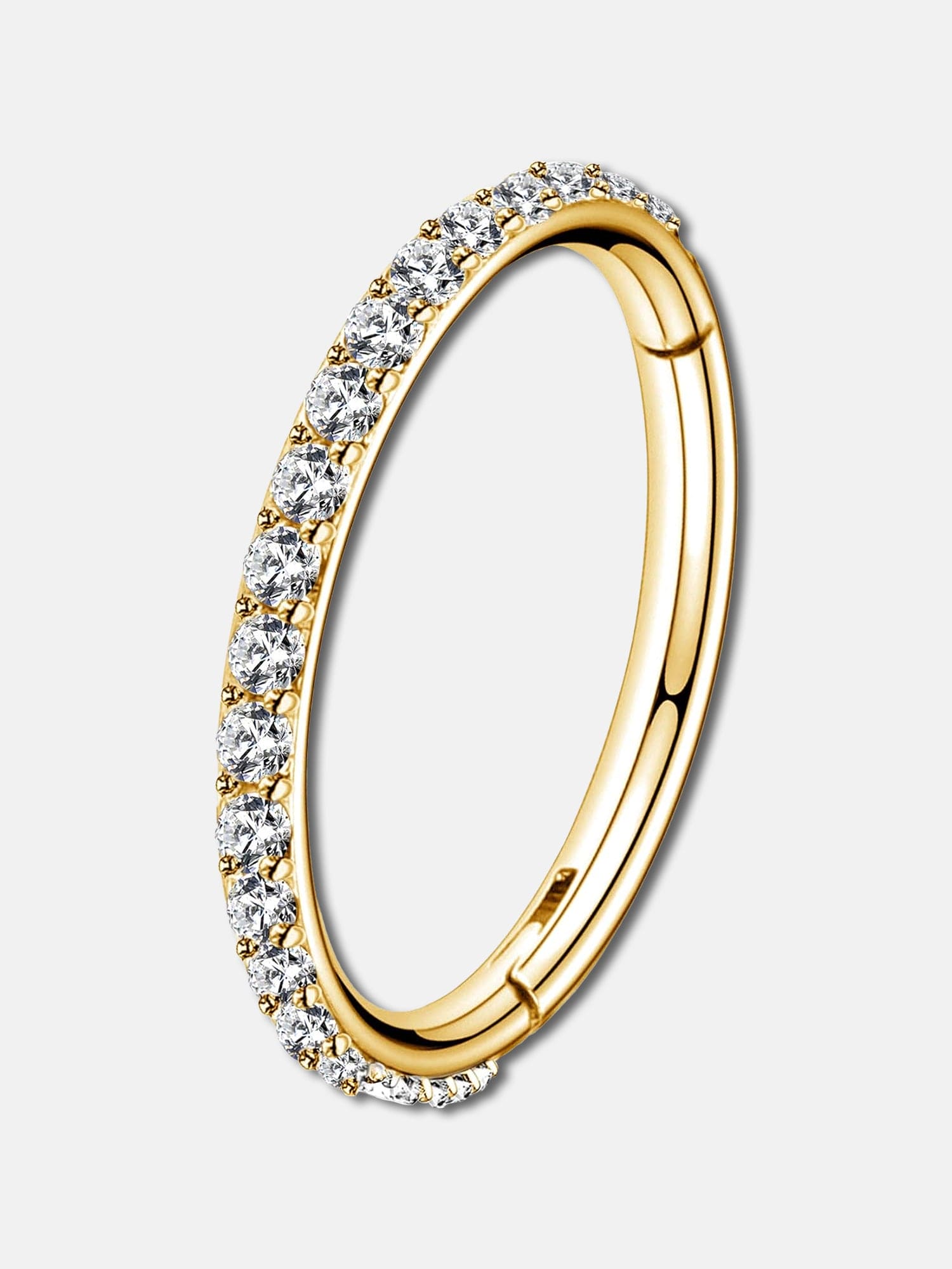 OUFER Gold Hinged Segment Earring Hoop 16G Stainless Steel with Cartilage Earrings Clear CZ Paved Tragus Helix Earrings Cartilage Earring Septum Nose Ring Hoop
