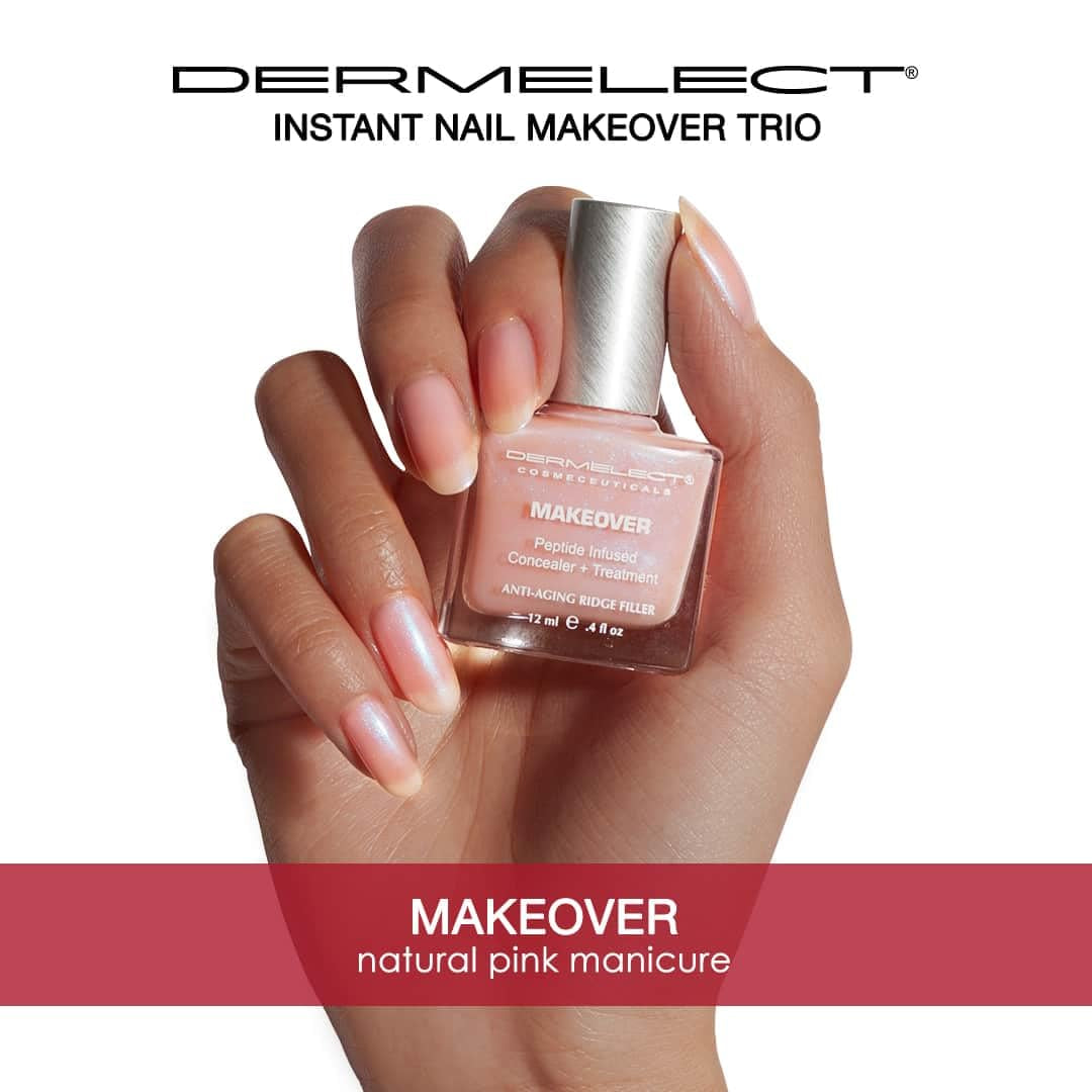 Instant Nail Makeover Trio - Luminous Nail Brightener, Makeover Ridge Filler & Camo-Nude Base Coat - Strengthen & Conceal Damaged Nails, Peptide Infused, Nail Repair & Treatment (3 Pc Set)
