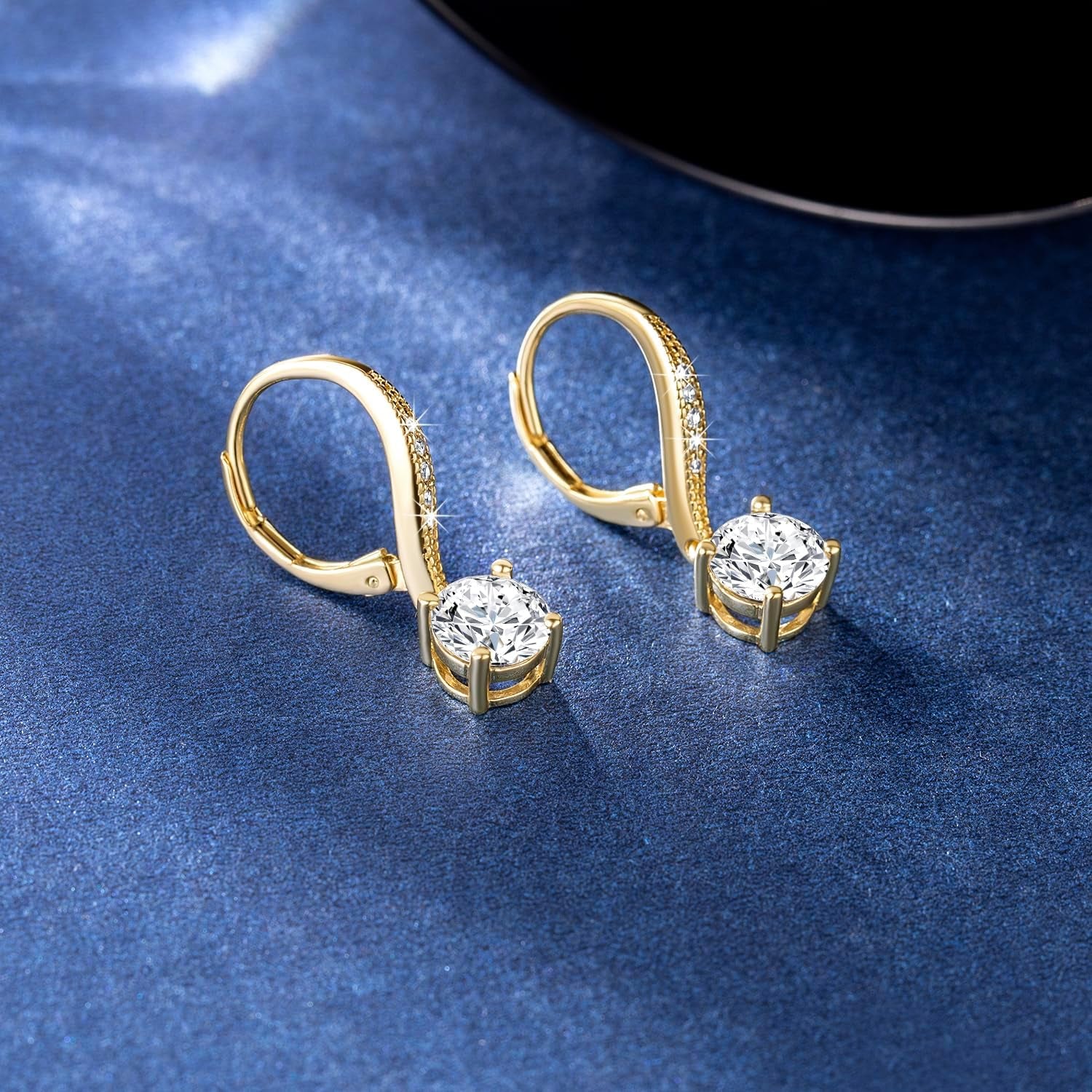 Dangle Earrings 14K Gold Drop Earrings for Women Dangle Stylish Leverback Earring with Cubic Zirconia Drop Earring a Must-Have Fashion Accessory