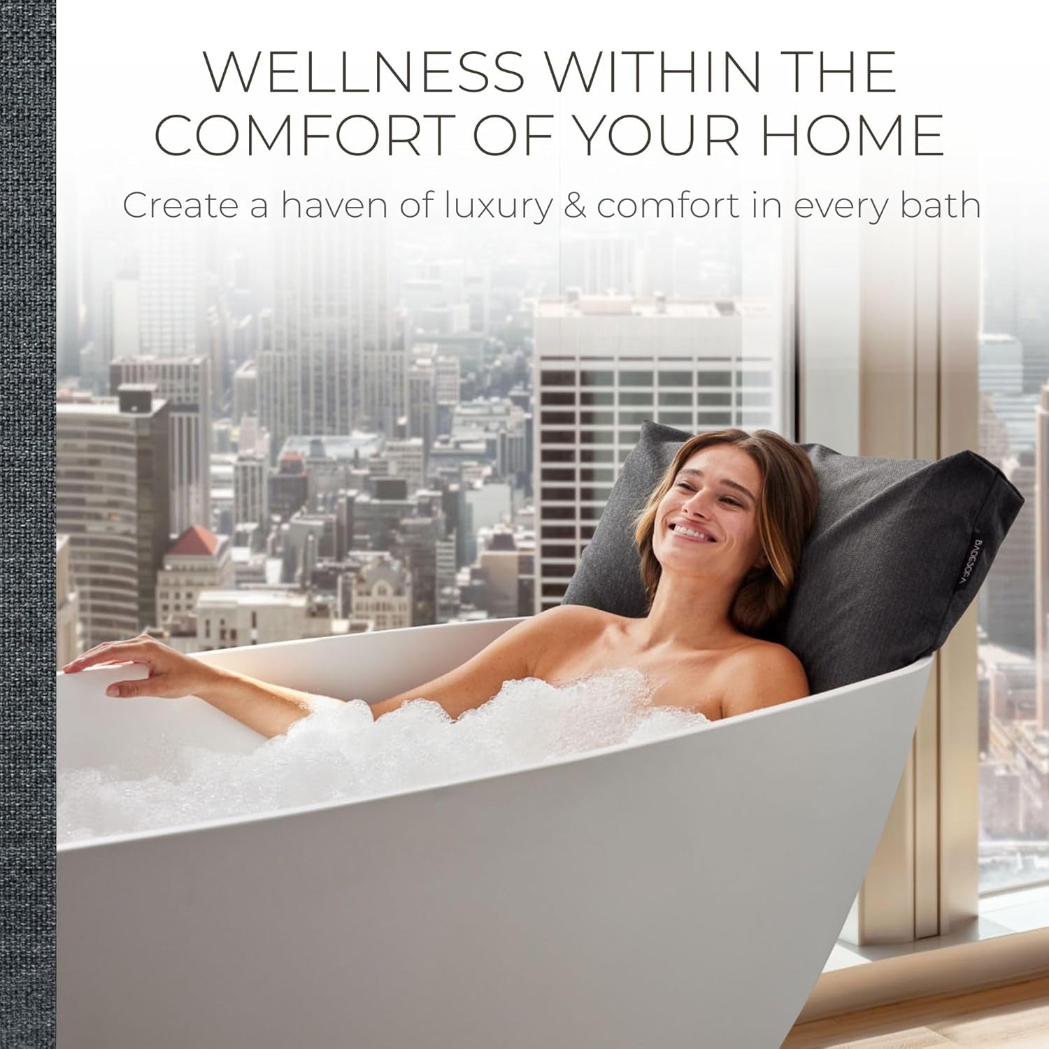 ® Luxury Bath Pillows for Tub Full Body Set - 3-Piece Bath Pillow Set with Premium Materials & Cleandry+ - Bathtub Pillows for Head and Neck Support - Tub Pillow for Bathtub in Charcoal