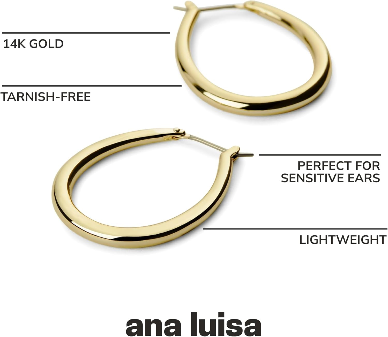 Jewelry Hoop Earrings for Women Trendy -14K Gold Plated & Silver Rhodium Plated Earrings Hoops - Chunky, Thin, Dome, Drop & Safety Pin Assorted - Hypoallergenic Tarnish-Free - Dainty Jewelry
