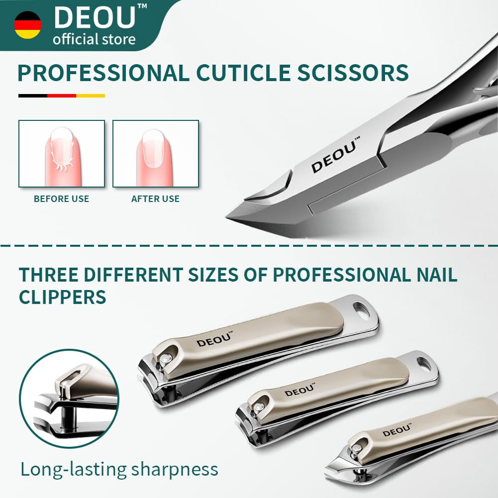 Professional Nail Set 11 in 1 Stainless Steel Home Care Nail Clippers, Men'S Luxury Travel Leather Storage Box, Women'S Beauty Kit (Pink)
