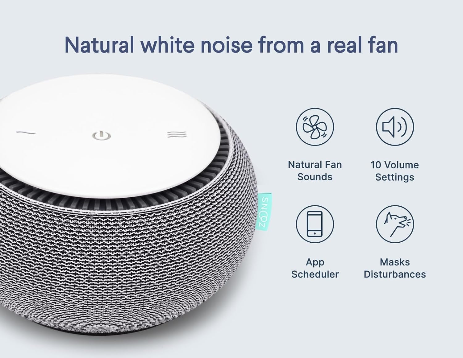 SNOOZ Smart White Noise Sound Machine Luxury Sleep Aid with Real Fan Technology