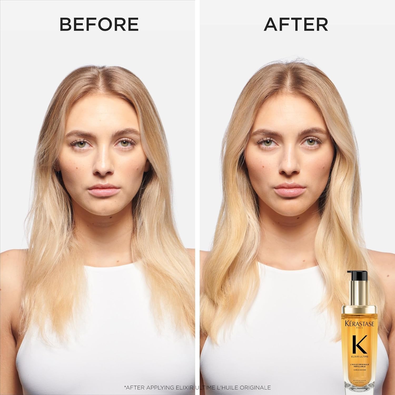 Elixir Ultime Refillable Hair Oil - Hydrates & Smoothes Frizz, Adds Shine, with Wild Camellia, Nourishes & Strengthens Hair