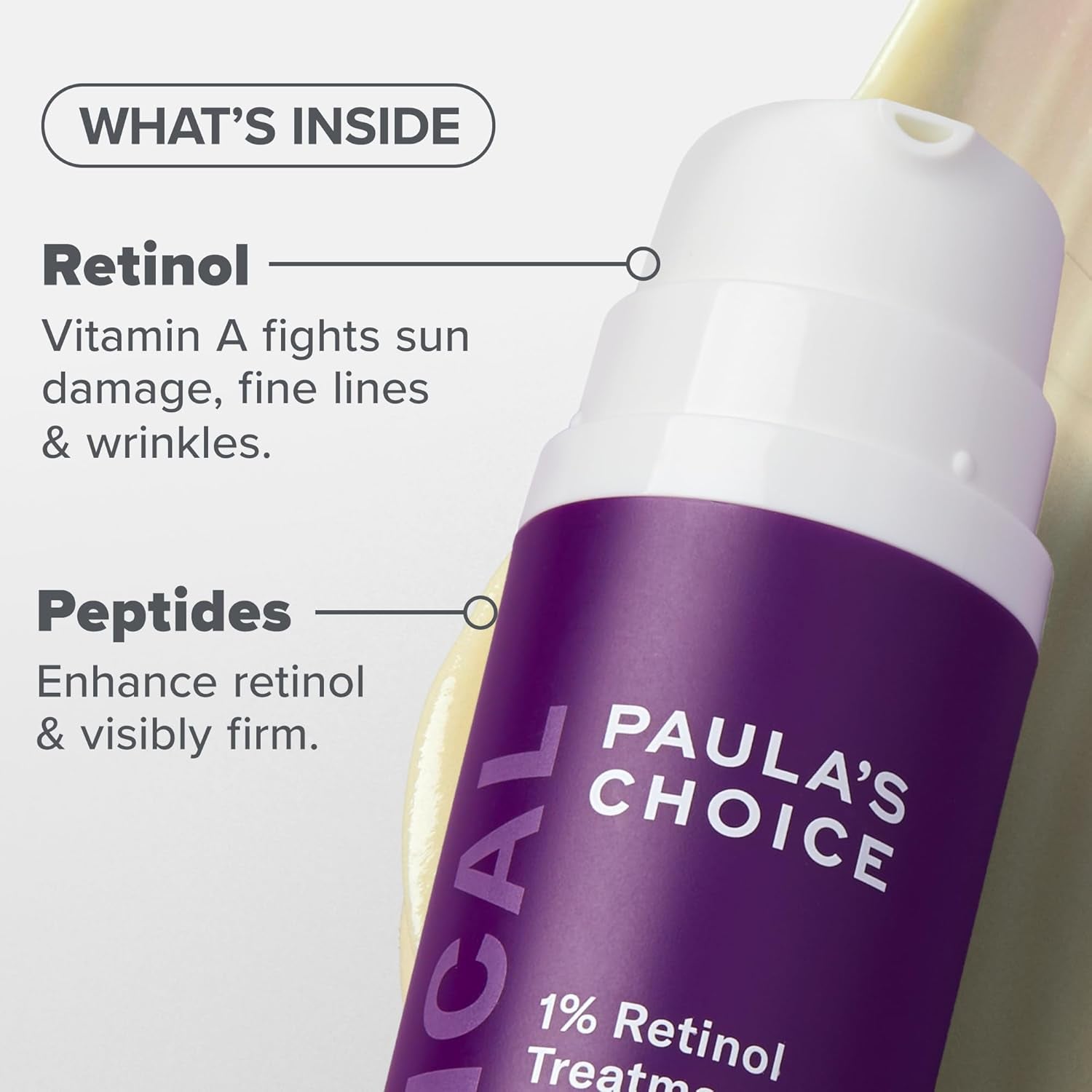 CLINICAL 1% Retinol Treatment with Peptides, Vitamin C & Licorice Extract, Firming Cream for Face, Anti-Aging & Wrinkles, Fragrance Free