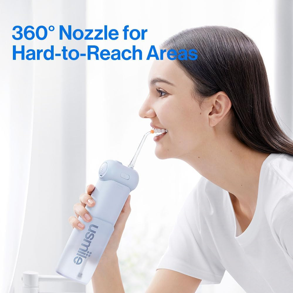C10 Portable Water Flosser – Travel-Friendly, 95-Day Battery, 4 Modes, 360° Nozzle, 180Ml Tank, IPX7 Waterproof, Dentist-Recommended for Braces, Implants & Sensitive Gums (Blue)