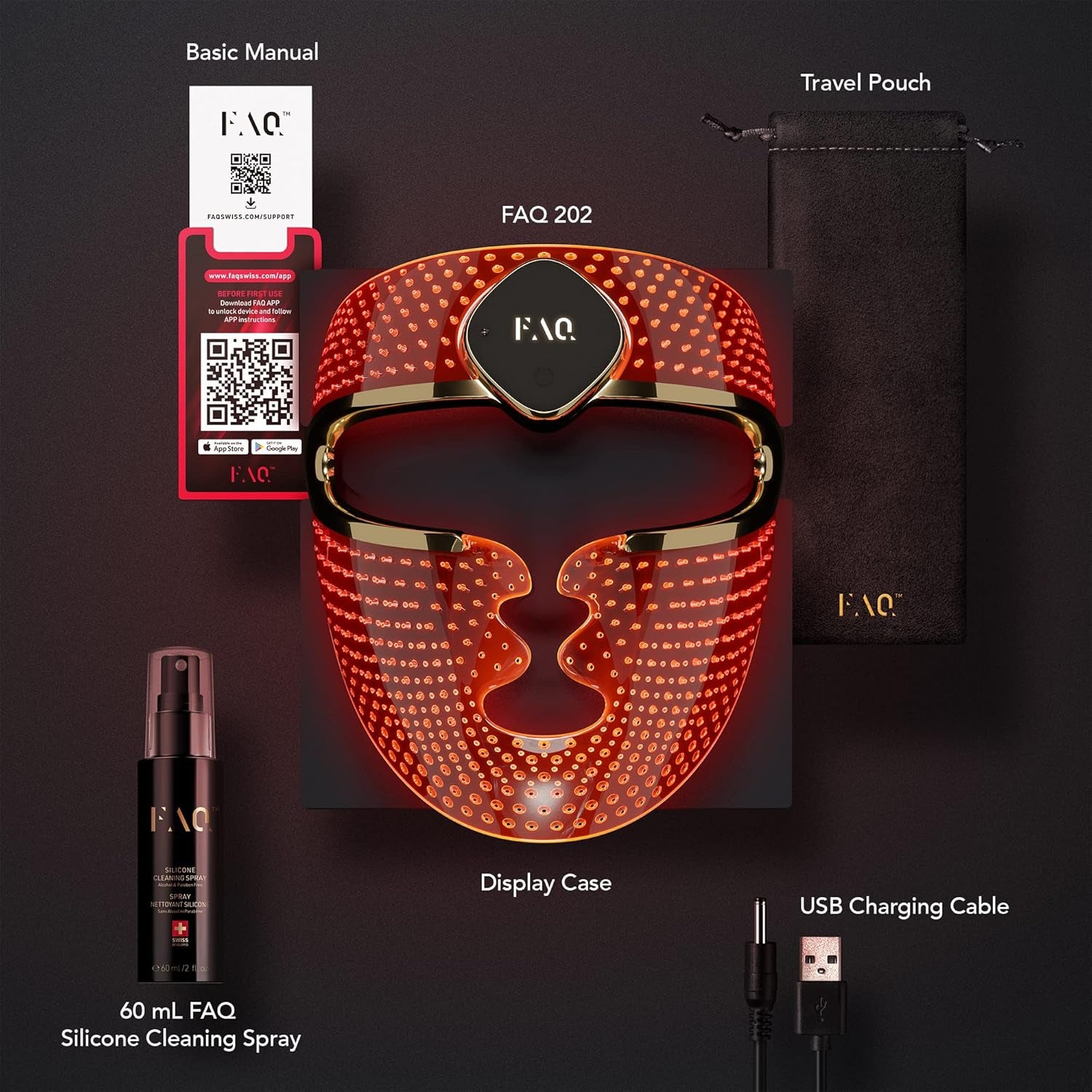 202 - Advanced 7 LED Lights Face Mask - Wireless Face Masks Beauty - 600 Glow Points - Wearable Skin Care