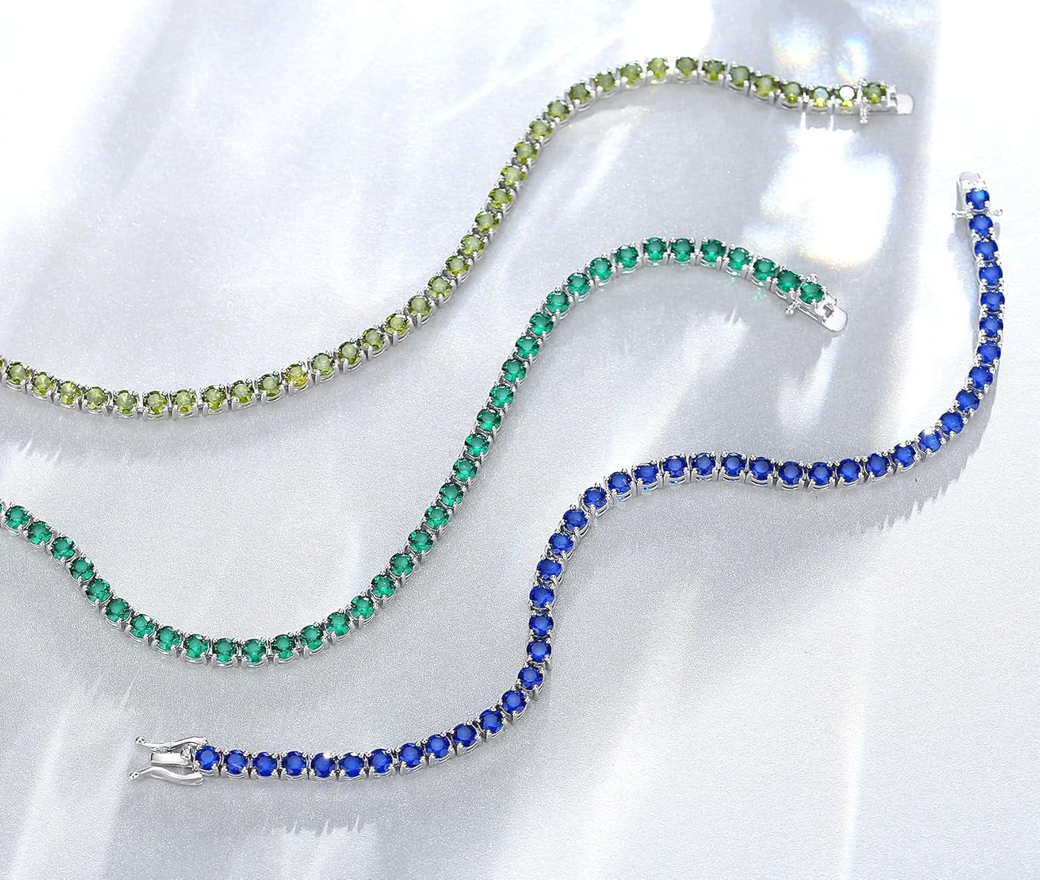 Birthstone Bracelet Sterling Silver Gemstone Tennis Bracelets Fine Jewelry Wedding Bridal Prom Birthday Gift for Women Her, Length 7.2 Inch Width 4Mm