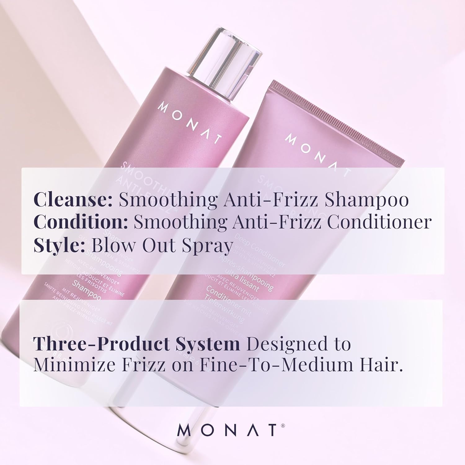 Smoothing anti Frizz Shampoo, Deep Intensive Treatment & Blow Out Cream - Frizzy Hair Care Pack - Vegan, Natural, Heat Damage Protection, Strengthens Hair - 3 Products