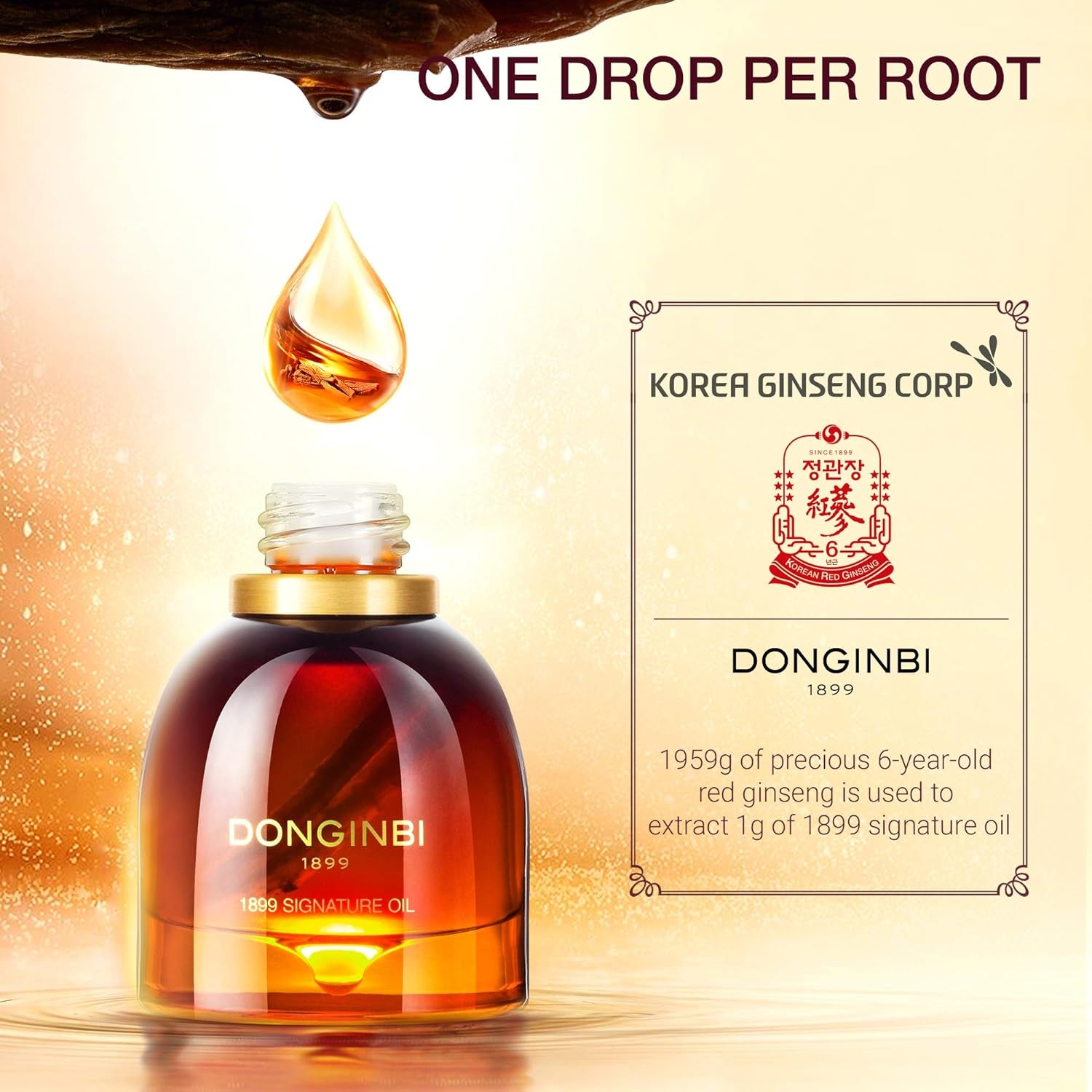 1899 Signature Oil - Skin Barrier Repair & Firming Face Oil for Women, Jojoba Seed Oil & Sweet Almond Oil for Sensitive Skin, Korean Red Ginseng Skin Care, 0.52 Floz / 15Ml