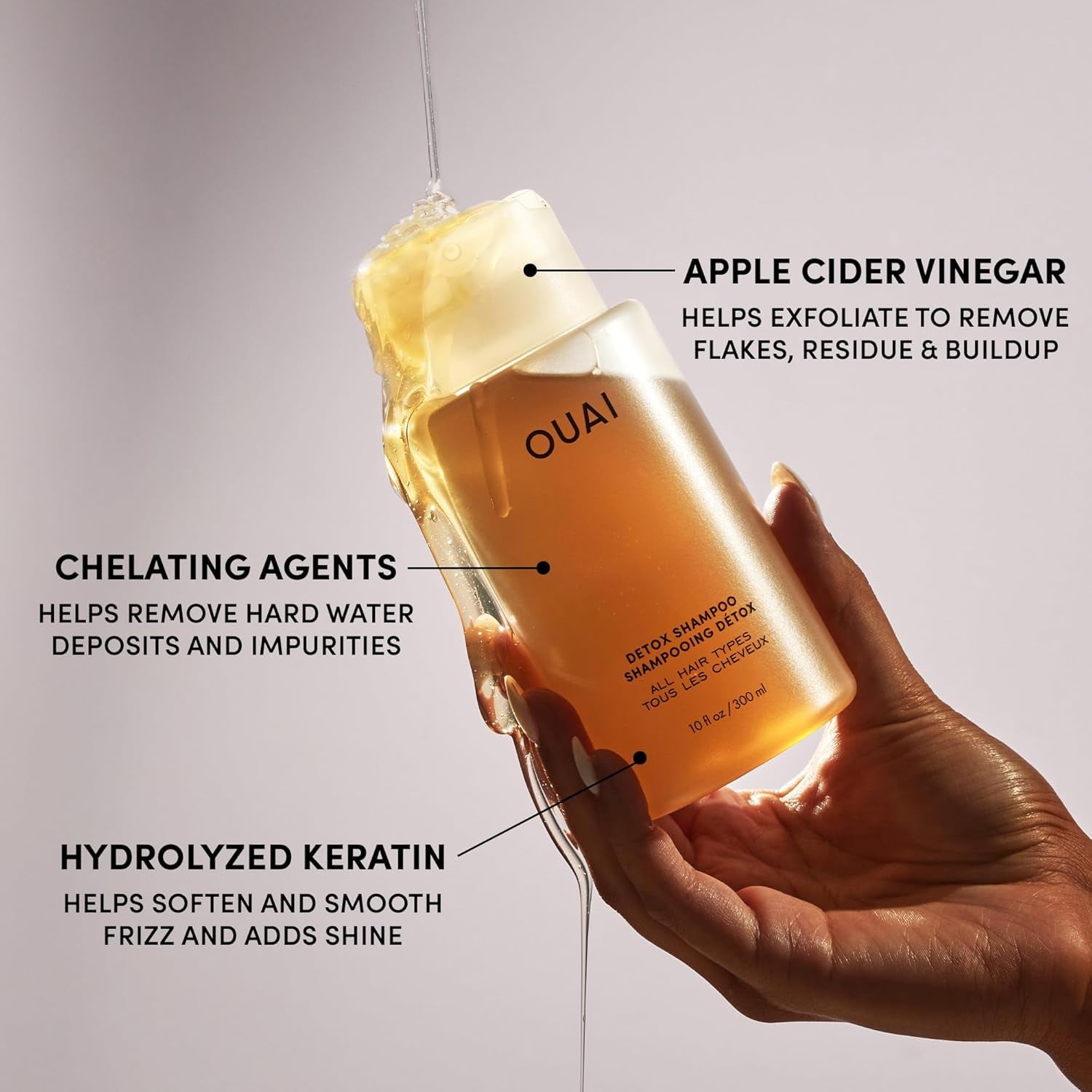 Detox Shampoo - Clarifying Shampoo for Build Up, Dirt, Oil, Product and Hard Water - Apple Cider Vinegar & Keratin for Clean, Refreshed Hair - Sulfate-Free Hair Care (10 Oz)