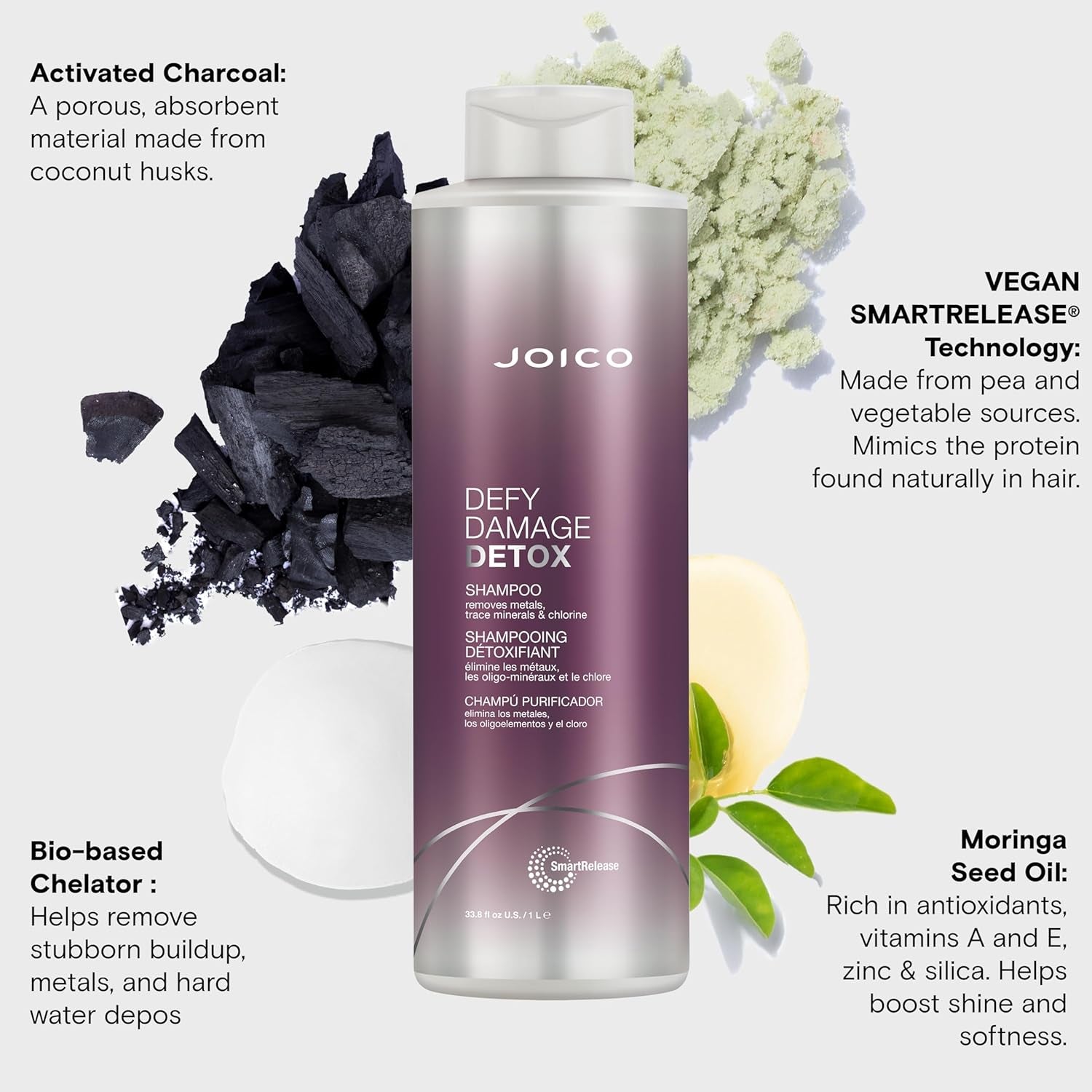Defy Damage Detox Shampoo | Removes Chlorine, Hard Water Residue, Product Buildup, Metals, & Trace Minerals | Strengthens Bonds & Preserves Hair Color | Vegan | Sulfate-Free