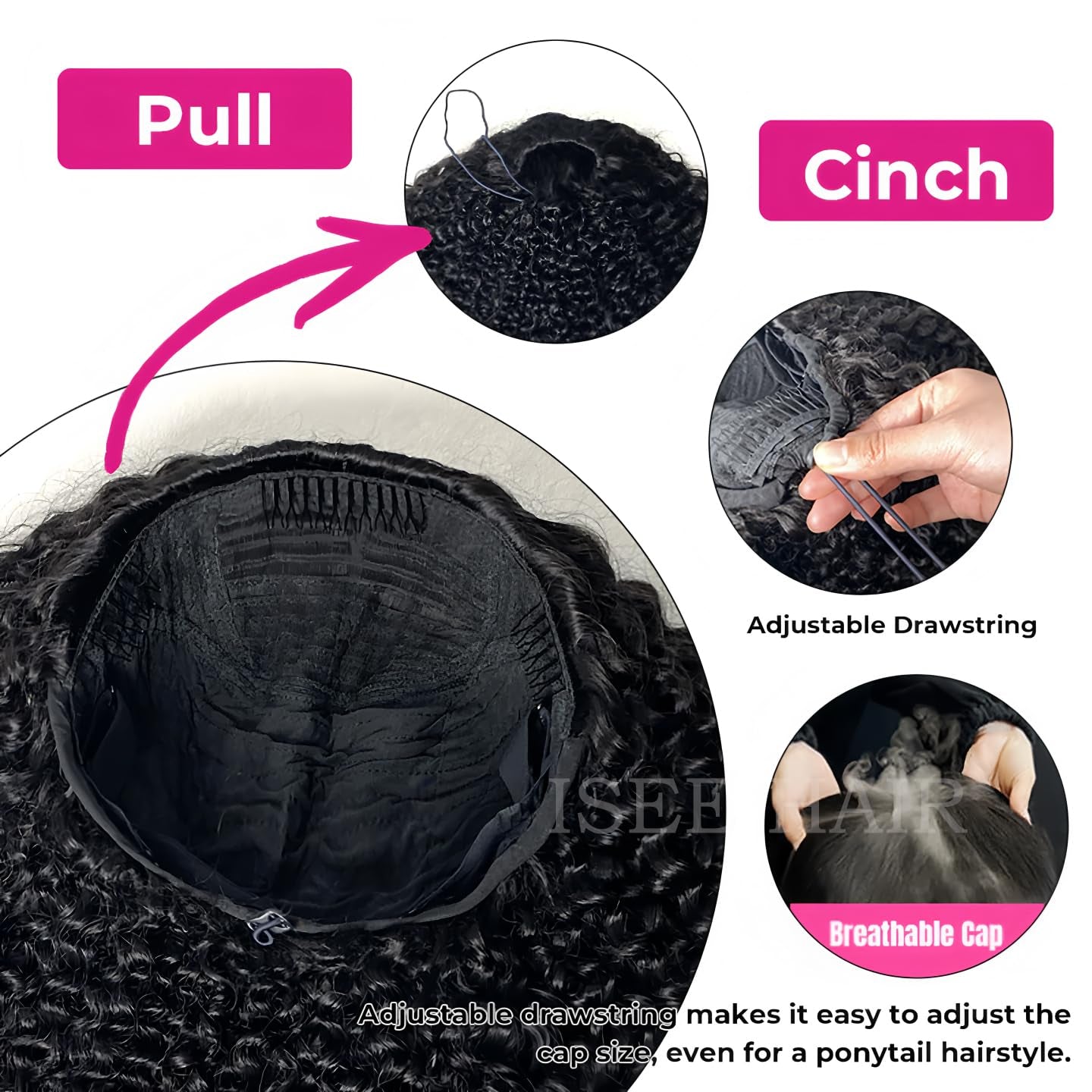 Half Wig Human Hair Glueless Wigs Upgrade 3 in 1 Half Wig with Drawstring Seamless Clip Ins Flip over Kinky Curly Human Hair No Glue No Lace for Women 180% Density 18 Inch