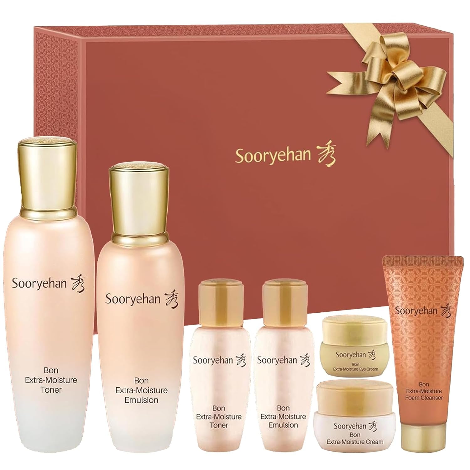 Bon Extra Moisture Korean Skin Care Gift Set (13.01 Fl Oz) - Luxury Premium High-End by LG Beauty. Hydrating Toner, Emulsion Lotion, Cleansing Foam, Eye Cream.
