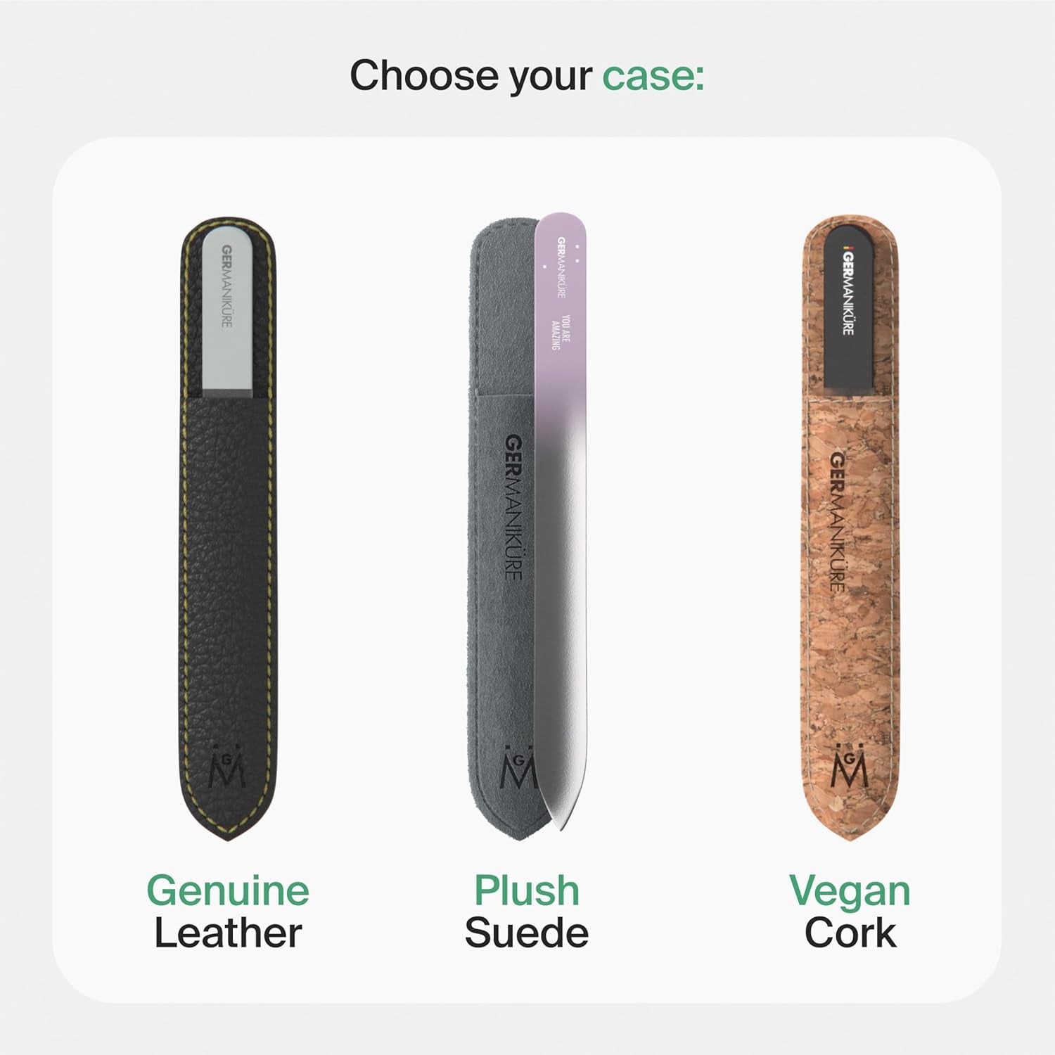Czech Crystal Glass Nail File 6 Pack in Suede Leather Case - Professional Manicure & Pedicure Products for Smooth Easy Shaping of Natural Nails