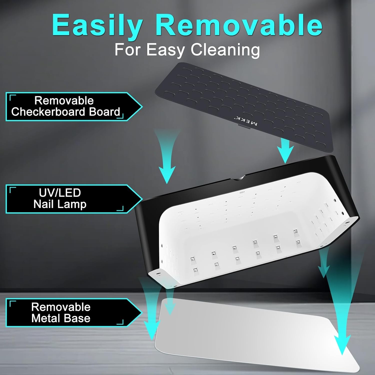 UV LED Nail Lamp - Luxury Cordless UV Light for Gel Nails with Red Light Skincare,4+2 Timer Modes,Two-Hand Design,Professional Nail Lamp for Salon & Home-Black