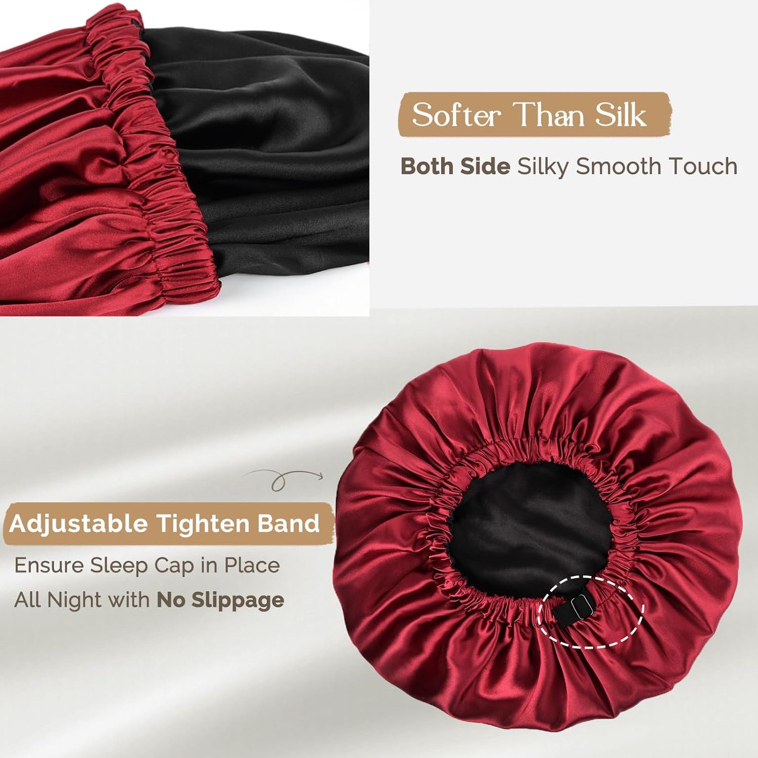 Silk Bonnet for Sleeping Satin Bonnet Hair Bonnets for Black Women and Men Double Layer Ajustable Bonnet for Curly Braids Hair