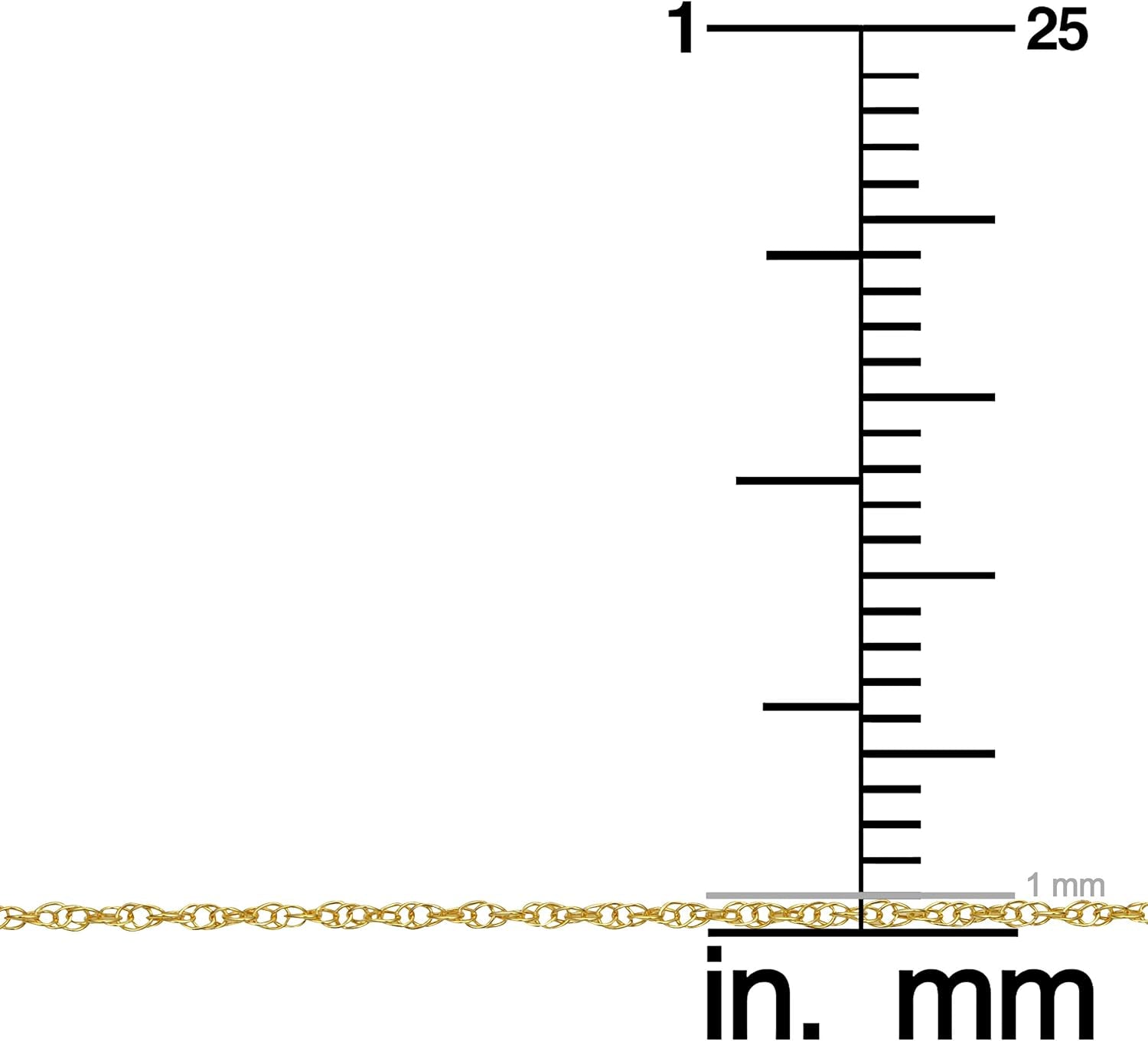 10K Yellow Gold Rope Chain Barely-There Necklace (0.7 Mm, 0.9 Mm, 1 Mm or 1.3 Mm) - Thin and Lightweight