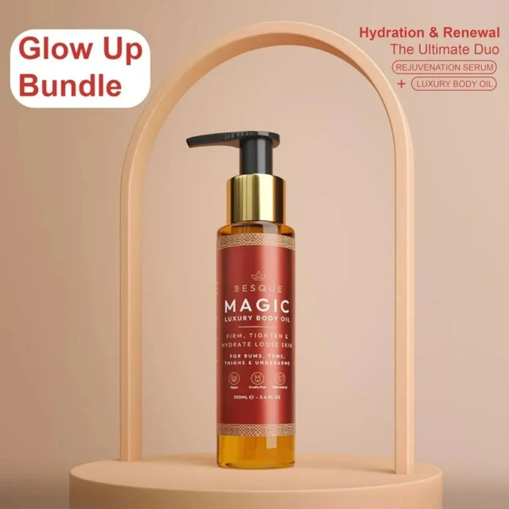 Magic Body Oil, 3.4 FL OZ, after Shower Body Oil for Women, Hydrating Skin Care for Full Body That Plumps, Tightens, and Firms Skin with Natural Ingredients, Luxury Spa Gifts - Pack of 1