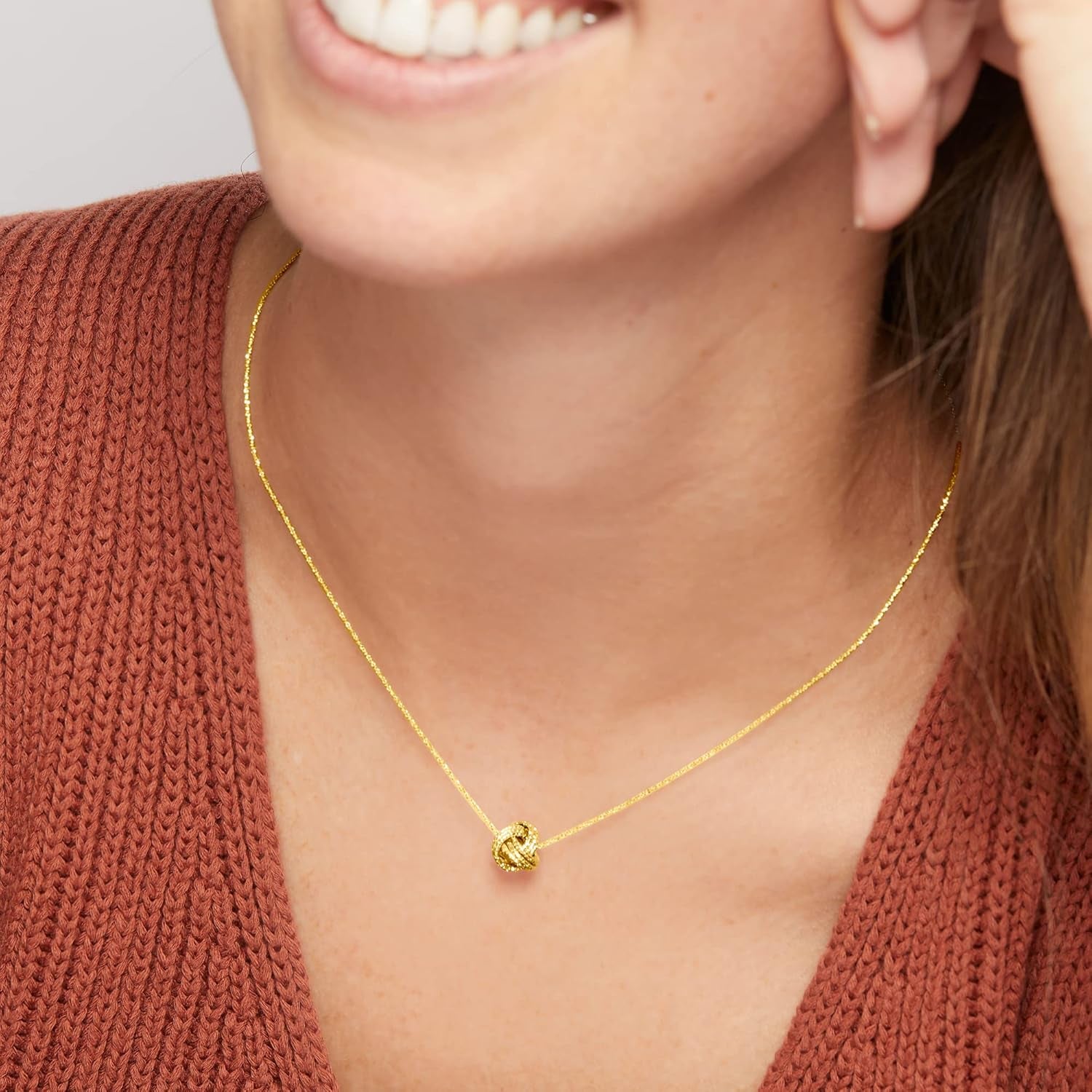 Italian 14Kt Yellow Gold Textured Love Knot Necklace