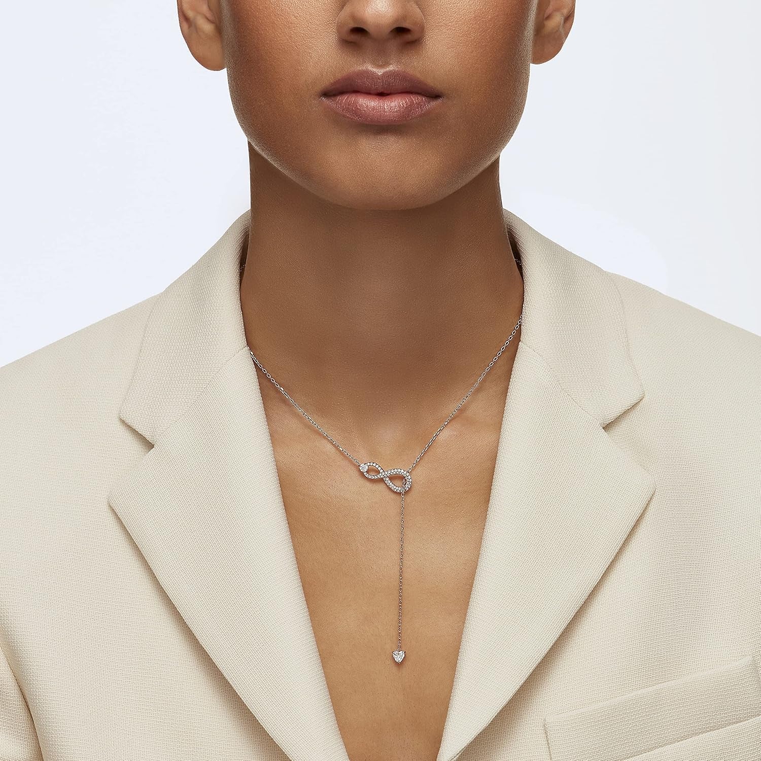 Infinity Twist Jewelry Collection, Bracelets & Necklaces, Rhodium & Rose Gold Tone Finish, Clear Crystals