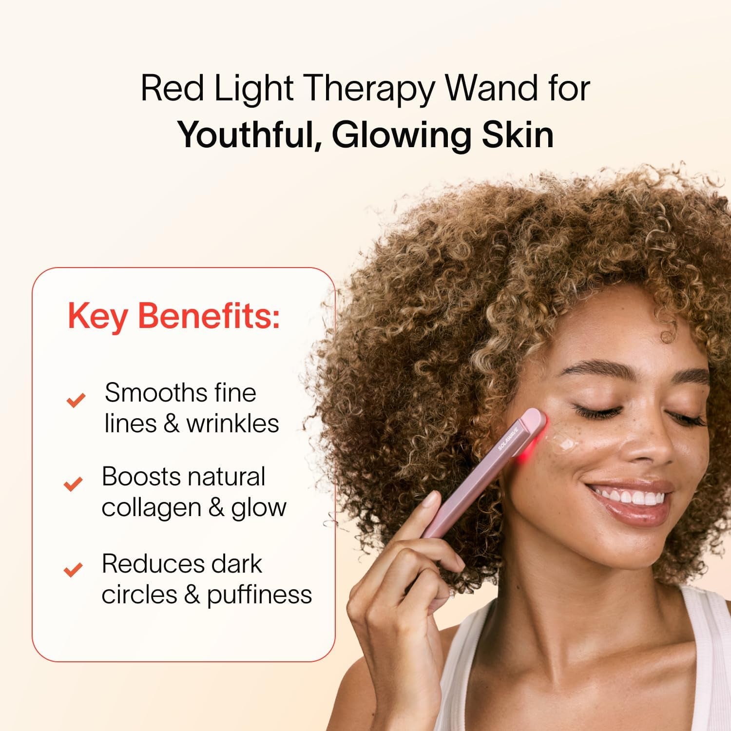 4-In-1 Red Light Therapy Wand + Activating Serum | LED Skincare Device for Face & Neck | Facial Tool with Galvanic Current, Massage & Therapeutic Warmth | Reduces Appearance of Fine Lines