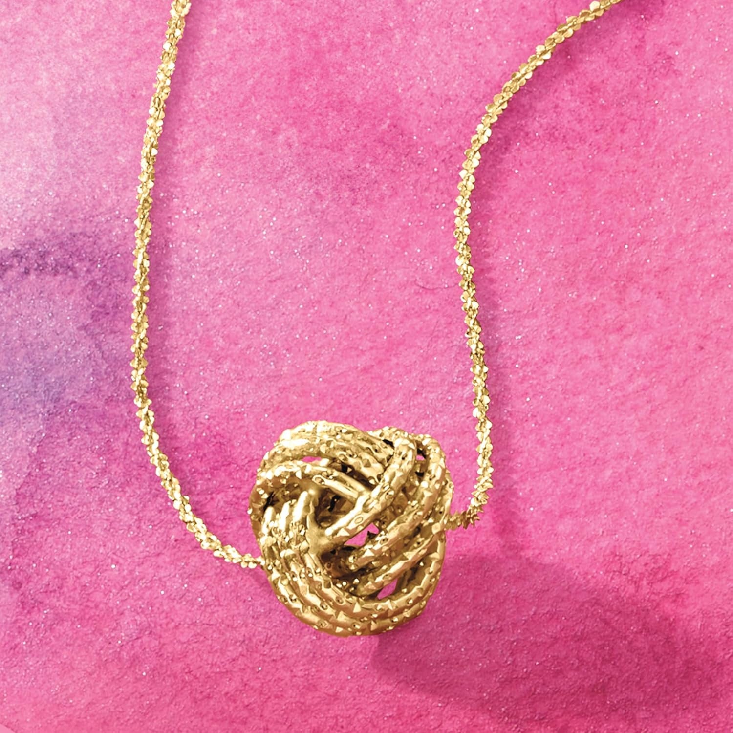 Italian 14Kt Yellow Gold Textured Love Knot Necklace