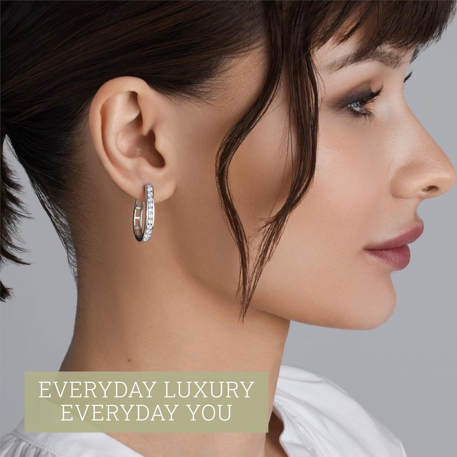 Lab-Grown Diamond Channel Set Hoop Earrings for Women in 925 Sterling Silver and 14KT Yellow Gold Plated Silver | Hypoallergenic Fine Jewelry | Hinged Closure | SI1 Clarity, F Color |1/4,1/2, 1 Carat Total Weight
