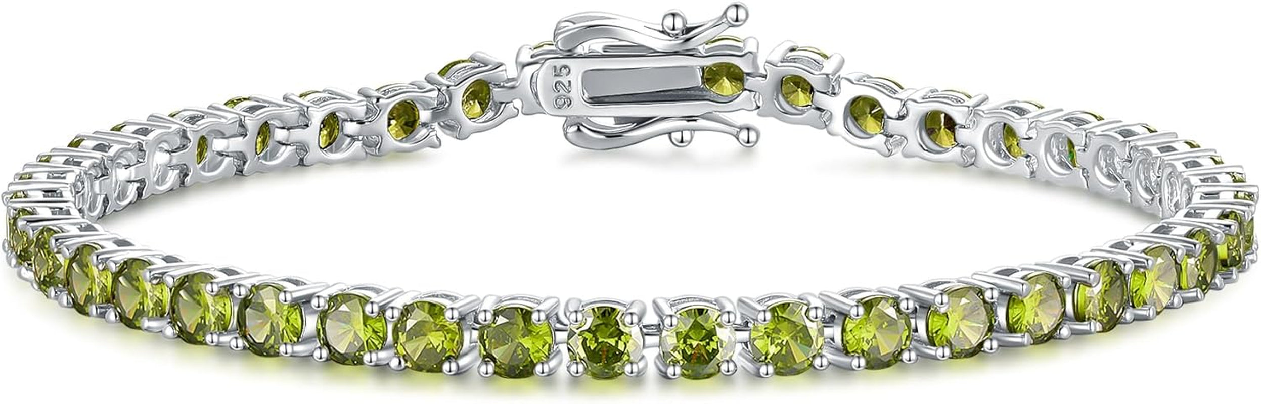 Birthstone Bracelet Sterling Silver Gemstone Tennis Bracelets Fine Jewelry Wedding Bridal Prom Birthday Gift for Women Her, Length 7.2 Inch Width 4Mm