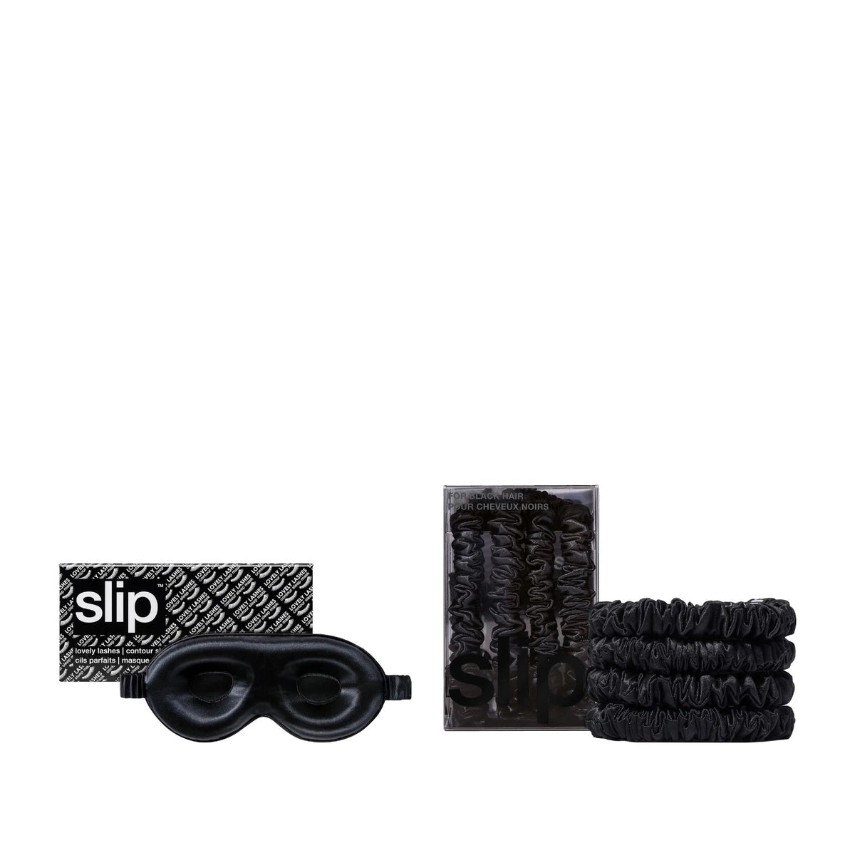 Slip Silk Sleep Mask & Scrunchie Set | Black