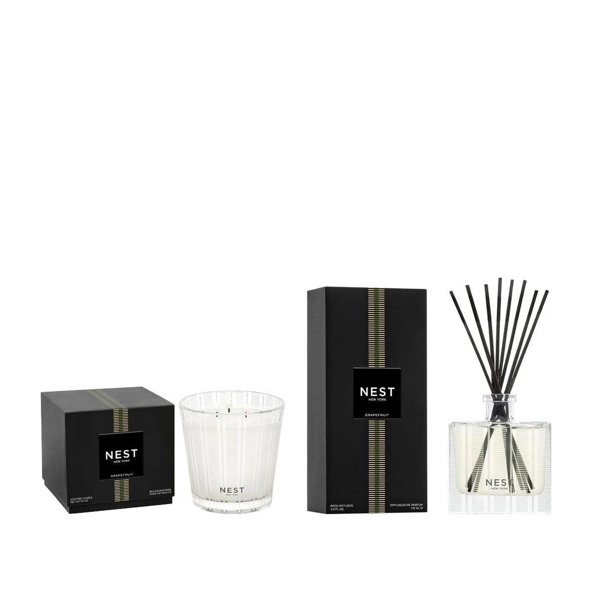 NEST Grapefruit Home Set | 3-Wick Candle + Reed Diffuser